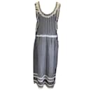 Dodo Bar Or Black / White Fringed Embroidered Sleeveless Cotton Dress - Autre Marque