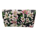 Dolce & Gabbana Dauphine Black Multi Embellished Floral Printed Calfskin Leather Clutch / Crossbody Bag