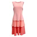 Oscar de la Renta Multi Pink Sleeveless 3 Tier Cocktail Dress