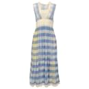 Pero Blue / White Gingham Sleeveless Maxi Dress with Lace - Autre Marque