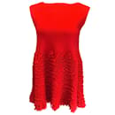 Alaia Red Ruffled Sleeveless Ribbed Knit Top - Alaïa