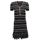 Alexander McQueen Black / White Stretch Knit Short Sleeved Dress - Alexander Mcqueen