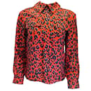 Louis Vuitton x Stephen Sprouse Rot / Marineblaue Bluse mit Leopardenmuster