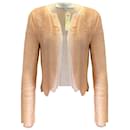 Galvan London Peach / Ivory Fringed Detail Open Front Silk Top - Autre Marque