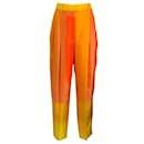 Partow Orange / Calças retas de sarja de seda amarela Rio Pintucked / calça - Autre Marque