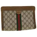 GUCCI GG Canvas Web Sherry Line Clutch Bag Beige Red Green 84.01.001 auth 42878 - Gucci