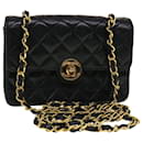 CHANEL Mini Matelasse Chain Shoulder Bag Lamb Skin Black CC Auth 42862 - Chanel