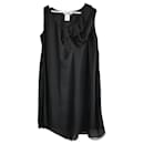 Chloé FALL 2007 Vestido de painel mesclado de chiffon de seda preto