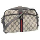 GUCCI Sherry Line GG Canvas Shoulder Bag PVC Leather Navy Red Auth ai591 - Gucci