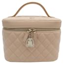 NEW CHANEL VANITY CASE BEIGE QUILTED LEATHER NEW BAG TOILETRY POUCH - Chanel