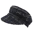 MAISON MICHEL NEW ABBY CAP IN NAVY BLUE TWEED NAVY BLUE CAP HAT - Maison Michel