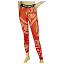 Pantaloni leggings con logo Paisley floreale rosso e bianco Palm Angels taglia XS