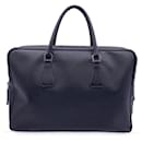 Black Saffiano Leather Zip Top Briefcase Satchel Work Bag - Prada