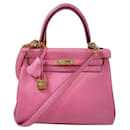 hermes kelly 25 Rose Leather Bag - Hermès