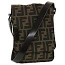 FENDI Zucca Canvas Shoulder Bag Black Brown Auth 43693 - Fendi