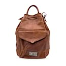Vintage Brown Leather Backpack Shoulder Bag - Autre Marque