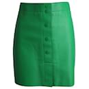 Sandro Louna High-Waisted Skirt in Green Sheepskin Leather