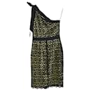 Boutique Moschino One-Shoulder Macrame Lace Dress In Black Polyester - Autre Marque
