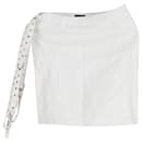 Versace Eyelet Detail Belted Mini Skirt in Ecru Cotton
