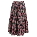 Ulla Johnson Auveline Gathered Jacquard Midi Skirt in Floral Print Cotton