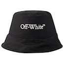 Cappello da pescatore Ny Logo - Bianco sporco - Cotone - Nero/White - Off White