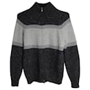 Brunello Cucinelli Mock Neck Full Zip Sweater in Grey Wool and Cashmere