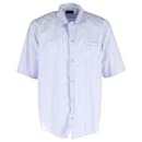 Balenciaga Short Sleeve Shirt in Bluish White Polyester