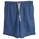 Gucci Web Bermuda Drawstring Shorts in Blue Cotton