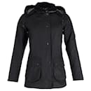 Barbour Hooded Rain Jacket in Black Cotton