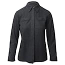 Miu Miu Concealed Button Down Shirt in Dark Grey Wool
