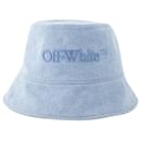 Cappello da Pescatore con Logo - Bianco Sporco - Cotone - Azzurro - Off White