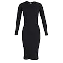 RE/Done Ribbed Knit Fitted Long Sleeved Midi Dress in Black Cotton - Re/Done