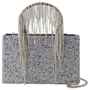 Crystal Mesh Midi Handbag - Kara - Leather - Blue Pixel - Donna Karan
