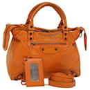 BALENCIAGA Vero Hand Bag Leather 2way Orange Auth am4469 - Balenciaga