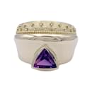 Yellow gold ring, amethyst. - inconnue