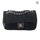 Chanel CC Choco Bar Suede & Leather Flap Bag Suede Shoulder Bag in Very Good Condition