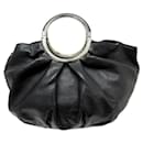 CHRISTIAN DIOR BABE HANDBAG IN BLACK LEATHER SILVER RING LEATHER HANDBAG - Christian Dior