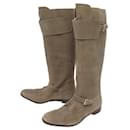 SHOES BOOTS HERMES CAVALIERES 39.5 TAUPE SUEDE LEATHER BOOTS - Hermès