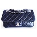 Chanel Classic leather and tweed bag