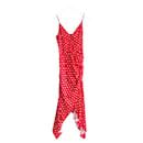 Haney Olivia Vestido de cetim vermelho de bolinhas