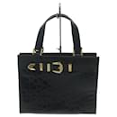 **Gianni Versace Black Leather Croco-Embossed Handbag