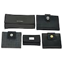 BVLGARI Wallet Day Planner Cover Canvas Leather 5Set Black Gray Auth 44071 - Bulgari