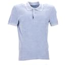 Tom Ford Toweling Polo Shirt in Light Blue Cotton