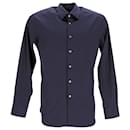 Camisa de botões Prada Poplin em algodão azul marinho