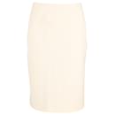 Theory Knee Length Pencil Skirt in Cream Wool