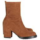 Stuart Weitzman Dalenna Sock Ankle Boots in Tan Suede
