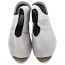 Balenciaga Sandales Compensées Espadrille Open Toe Slingback en Cuir Gris
