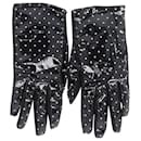 Dolce & Gabbana Polka Dot Handschuhe aus schwarzer Baumwolle
