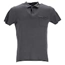 Camisa Polo Prada Pin Stripe em Algodão Preto e Cinza