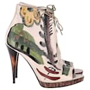 Burberry Prorsum Hand-Painted Ankle Boots in White Leather